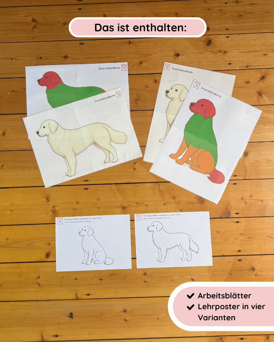 Streichellandkarte Hund | Streichelregeln, Poster & Arbeitsblätter