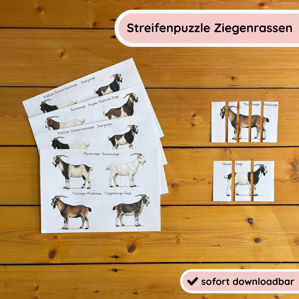 Streifenpuzzle Ziegenrassen
