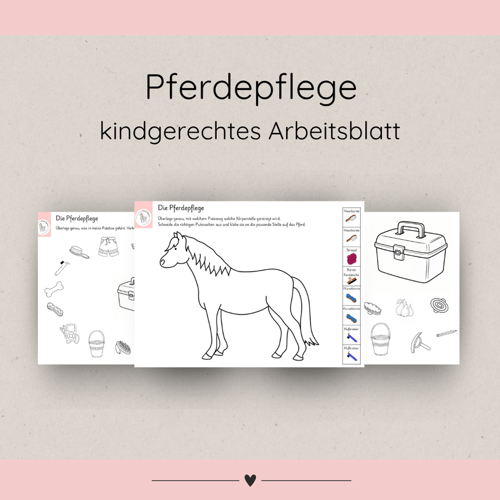 kindgerechte Arbeitsblätter Pferdepflege