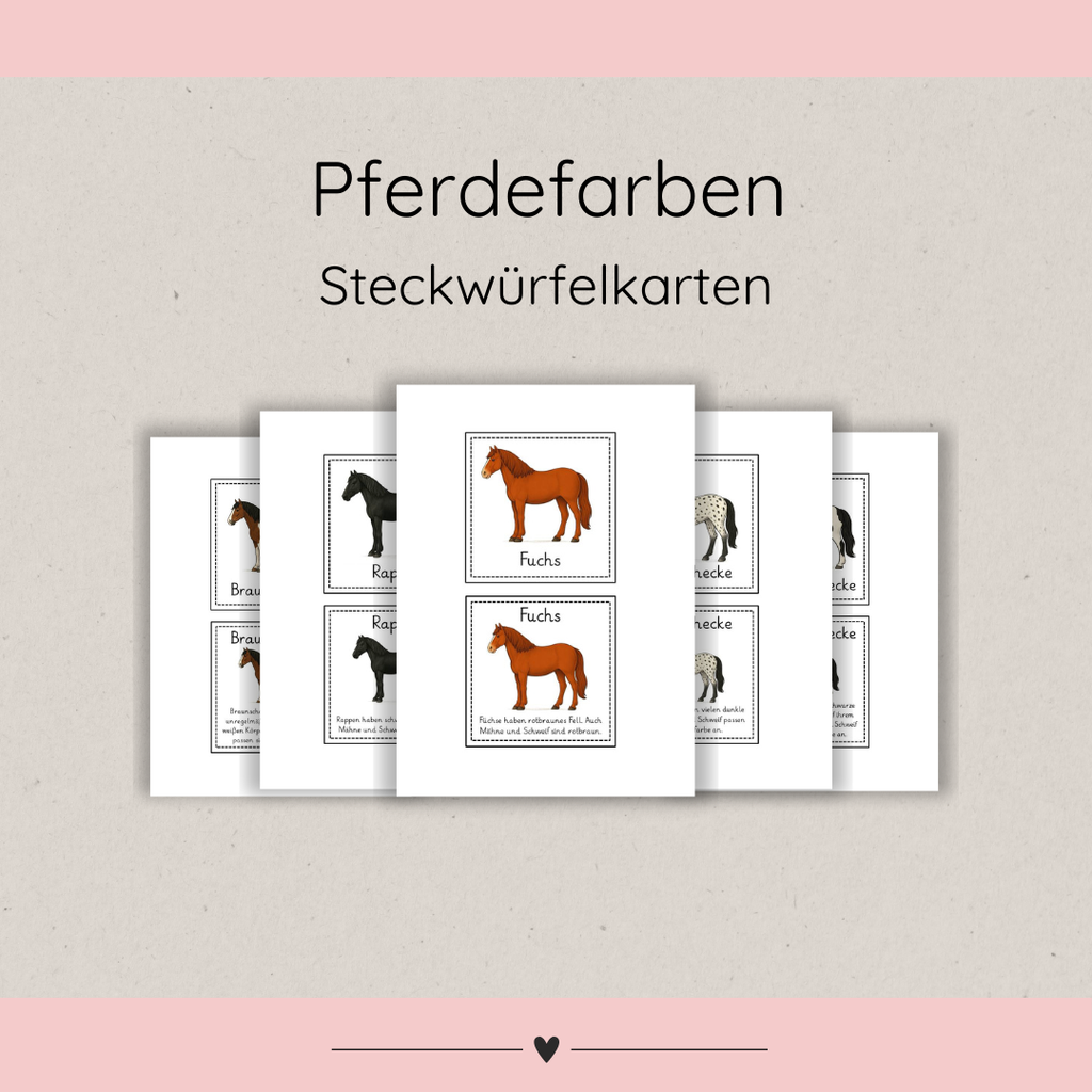 Steckwürfelkarten Pferdefarben