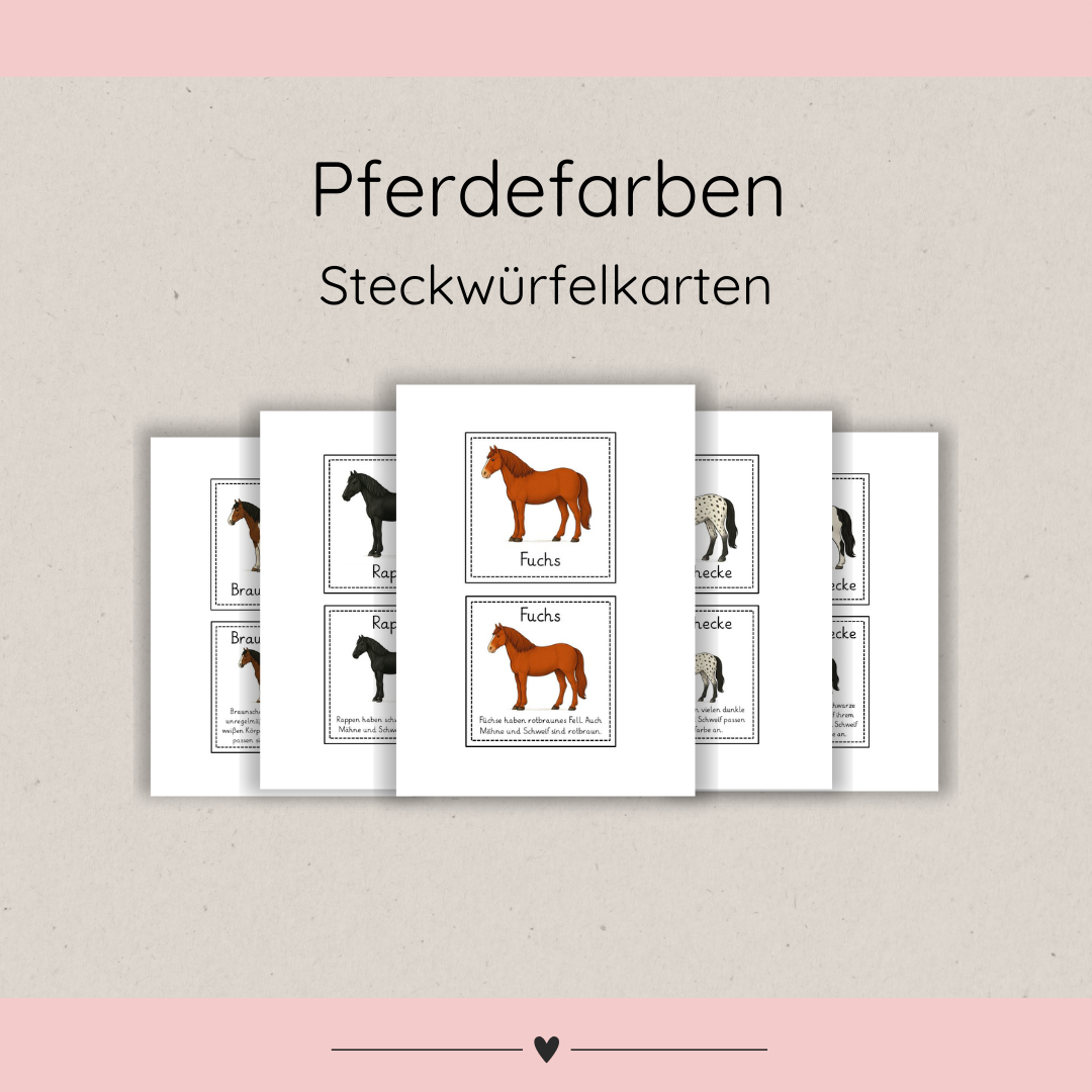 Steckwürfelkarten Pferdefarben