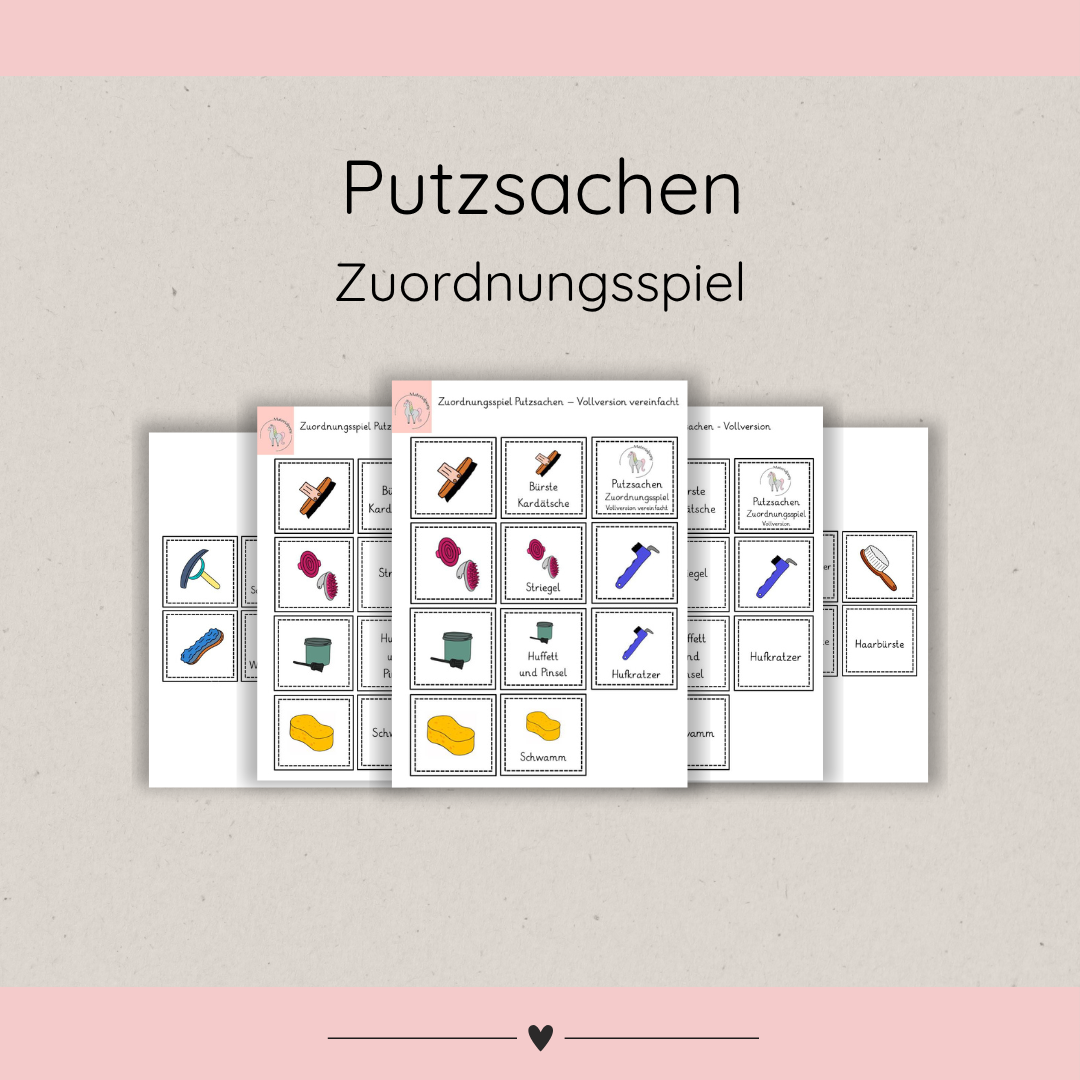 Zuordnungsspiele Pferdepflege / Putzsachen