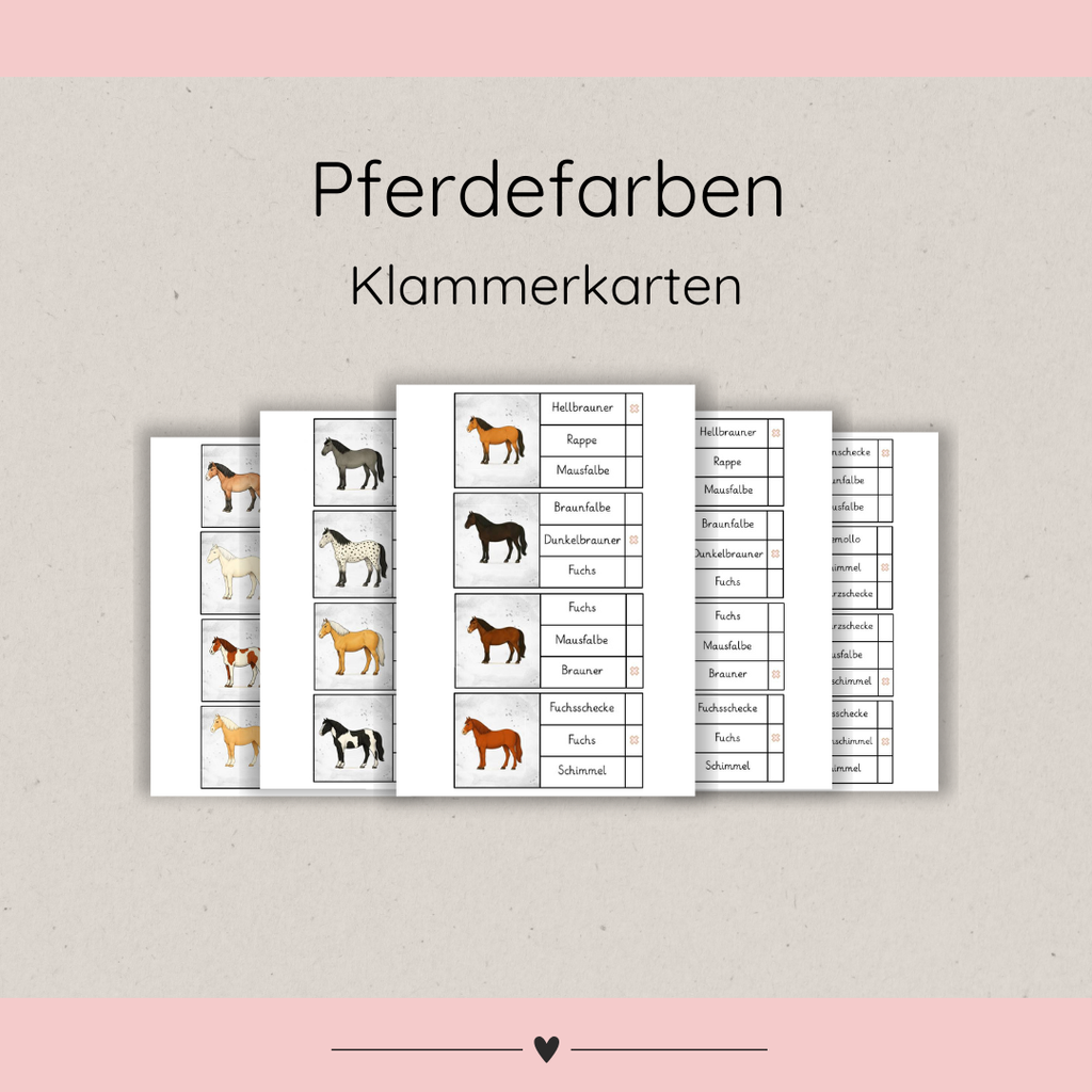 Klammerkarten Pferdefarben