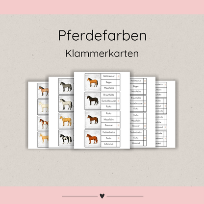 Clothespin Cards Horse Colors
