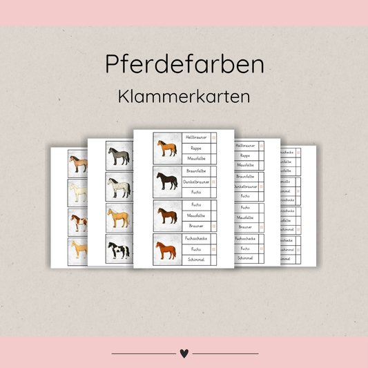 Clothespin Cards Horse Colors