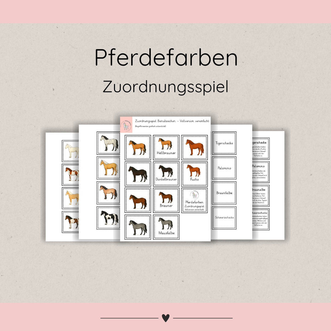Zuordnungsspiele Pferdefarben