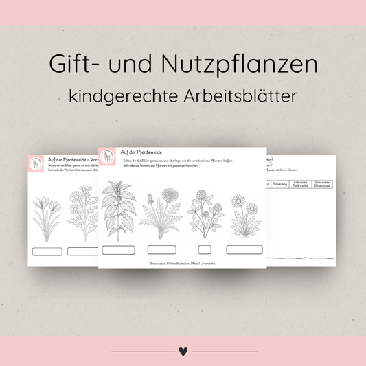 kindgerechte Arbeitsblätter und Miniposter Gift- und Nutzpflanzen