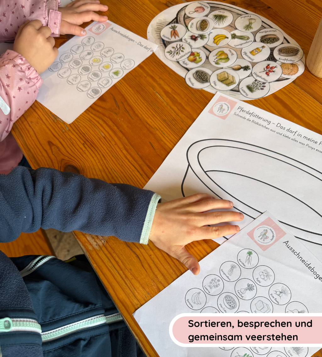 Pferdefütterung spielerisch lernen - Legematerial und Arbeitsblätter