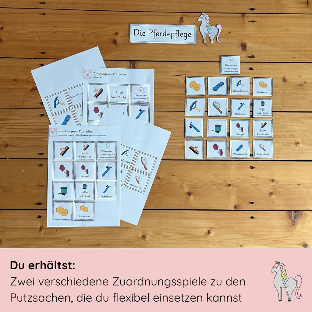 Zuordnungsspiele Pferdepflege / Putzsachen