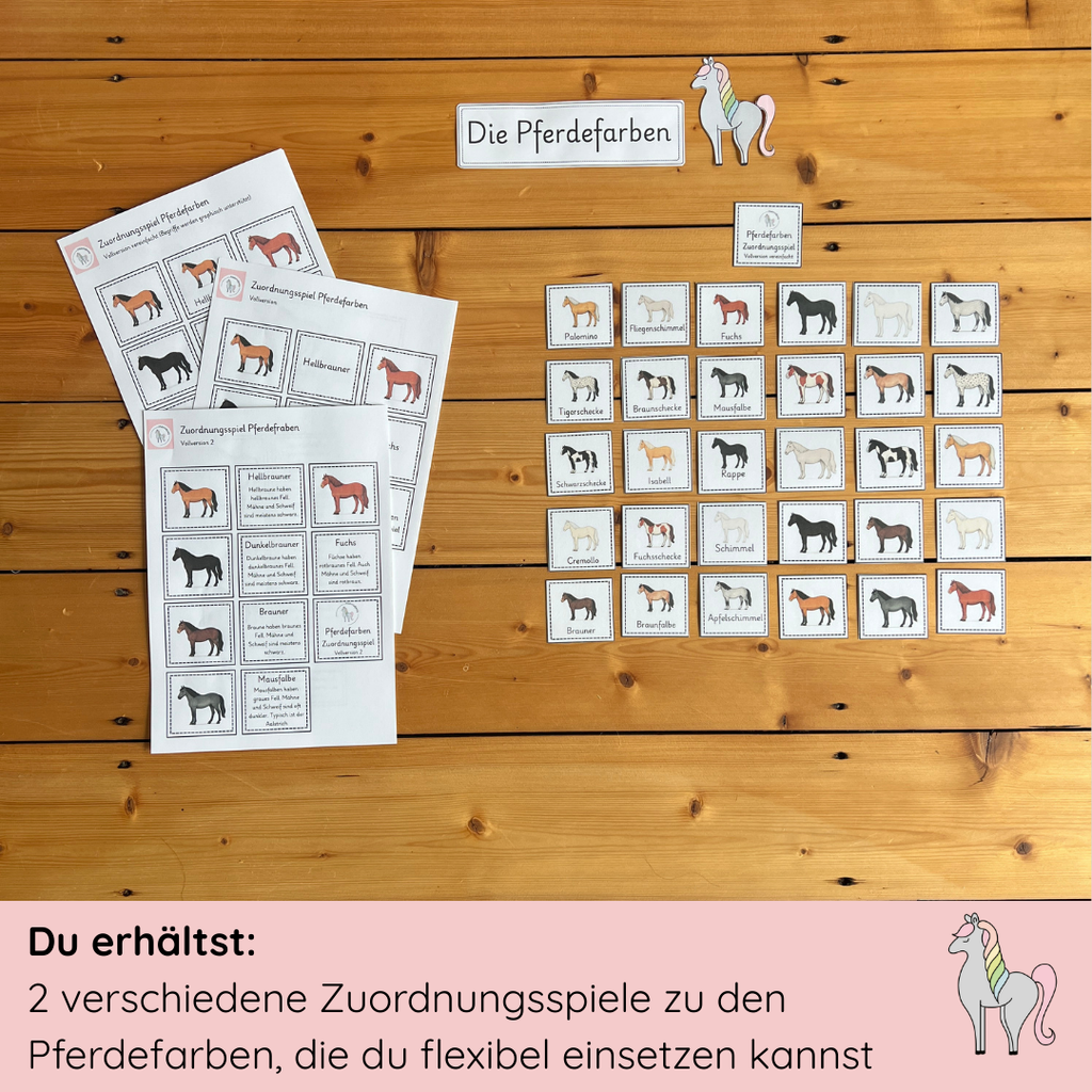 Zuordnungsspiele Pferdefarben