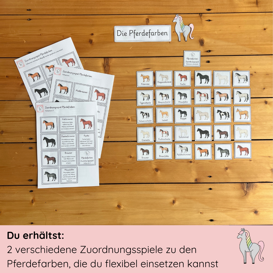 Zuordnungsspiele Pferdefarben