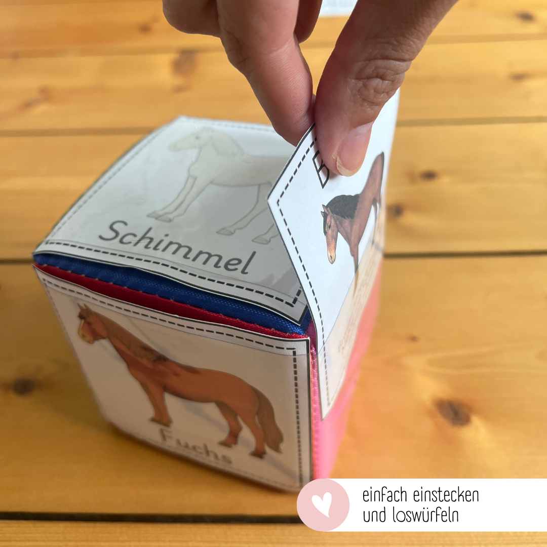 Steckwürfelkarten Pferdefarben