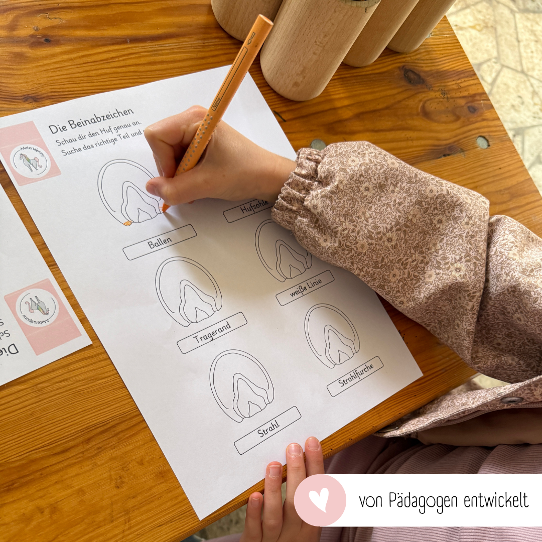 kindgerechte Arbeitsblätter Pferdehuf