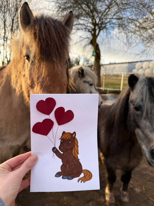 Pferdestarke Valentinstagskarte